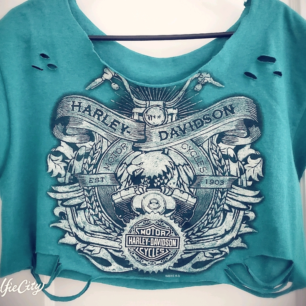Harley Davidson crop top slash tee